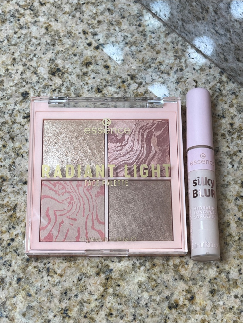 Essence Radiant Light Face Palette & Silky Blur Concealer Bronzer Highlighter